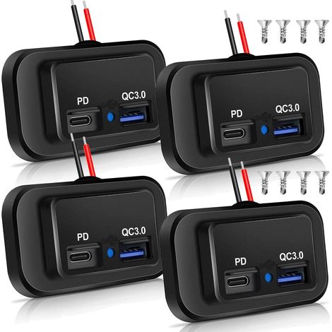 Chargeur secteur USB pour voiture, modèle 2025, double port PD3.0 Type-C et charge rapide QC3.0, avec prise USB intégrée et montage mural. (1/5)