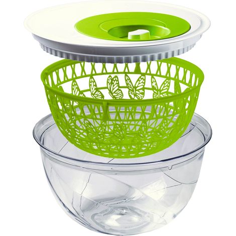 Snips Centrifuga per Insalata Madame Butterfly 4 LT-Colore BPA free-100% Made in Italy, Bianco e Verde, 4 L, 4 unità (1/4)