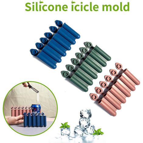 3pcs(bleu/vert/rose)moules En Silicone Pour Mini Glaons Avec Couvercles, Troits Et Longs, Faciles  Pousser Et  Poser,adapts Pour Remplir Des Boiss (1/5)
