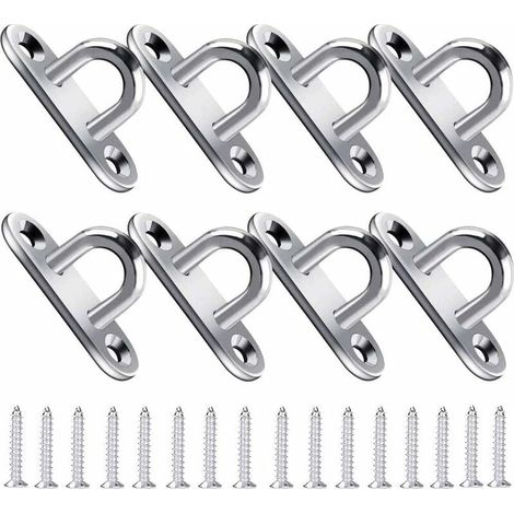 Eyelet Pad, stainless steel eyelet plate, with 16 screws and plastic caps, load capacity up to 40 kg, perfect for hanging flower pots and fences (8 pieces, M5) (1/5)