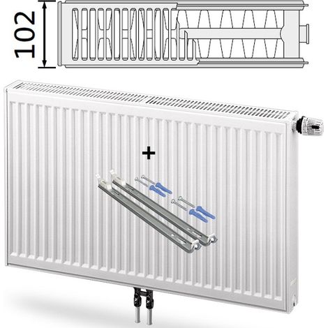 Purmo Compact Ventilheizkörper Mittelanschluss Typ 22 600x800mm Ventilposition rechts F08220600801130