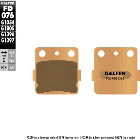 PASTILLAS DE FRENO GALFER KH084 DE METAL SINTERIZADO (DORADO) PARA USO FUERA DE CARRETERA