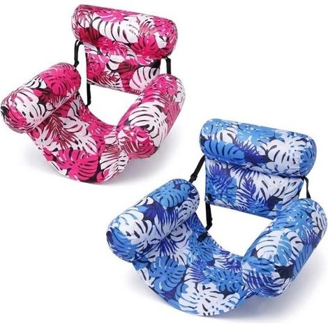 Lot de 2 fauteuils flottants gonflables pour piscine, chaise longue pliable, hamac de piscine pour adultes (1/2)