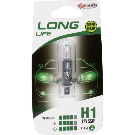 H1 Long Life Lampadina Singola per luci auto 12V 55W P14,5s (1/3)