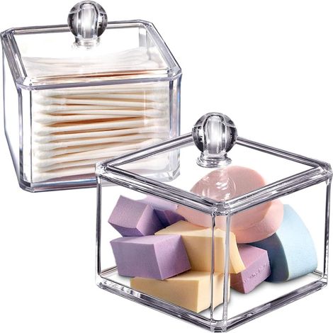 2-teiliger moderner quadratischer Acrylständer – Transparenter Medizinbehälter mit Deckel (1/3)