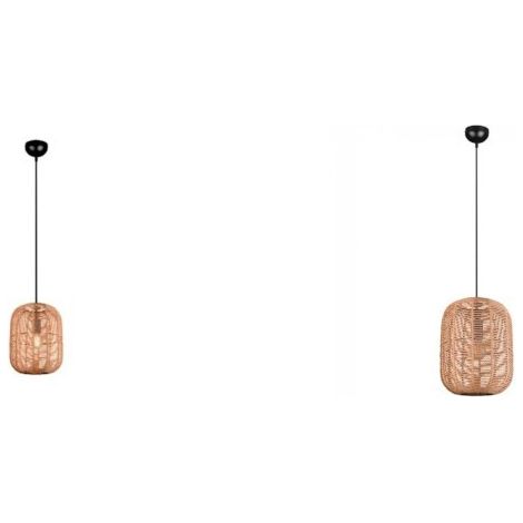 Suspension runa noire et diffuseur sisal marron 25 cm trio lighting (1/5)