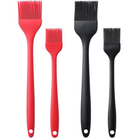Set di 4 pennelli da marinatura in silicone, pennelli per olio, set di pennelli resistenti al calore, perfetti per salsa barbecue, barbecue, burro, griglia, cottura al forno, cucina, senza BPA e lavab (1/5)
