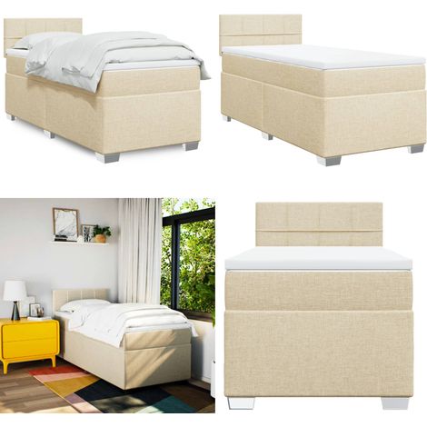 Boxspringbett mit Matratze Creme 80x200 cm Stoff - Boxspringbett - Betten - Doppelbett - Cremefarbenes Bett - Bettgestell Mit Kopfteil - Home & Living (1/5)