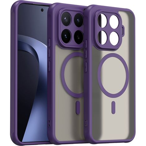 Custodia fumé opaca per Xiaomi 17T Pro, compatibile con MagSafe, con cornice viola. (1/5)