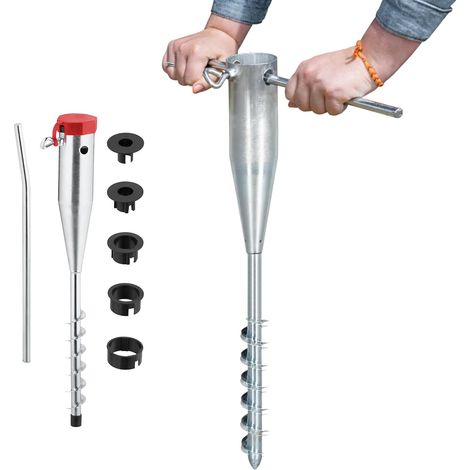 Rotary Washing Line Ground Spike Screw In Base Zinc Plated Steel 25-55mm Adjustable for Parasol Airer Pole