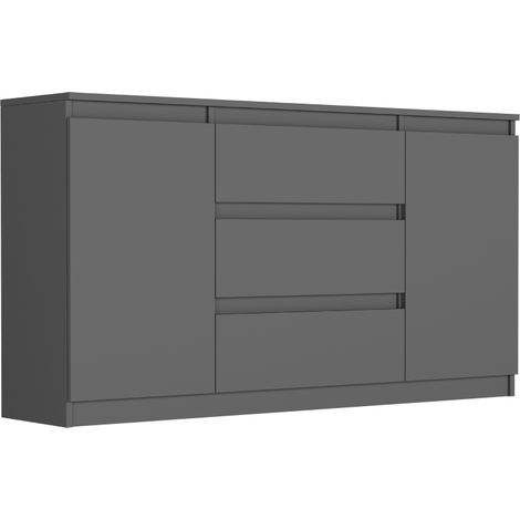 Kommode mit Schubladen und Schränken Anthrazit, 140 x 40 x 76 cm - Modern R140S3