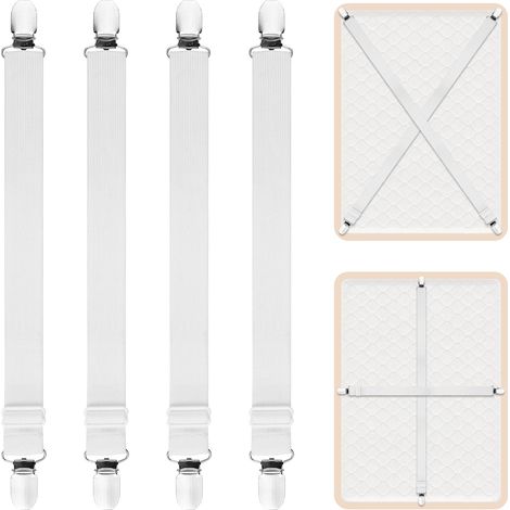 Sangles pour Draps de Lit, 4 Pcs Attache Drap Housse Attache Matelas (1/5)