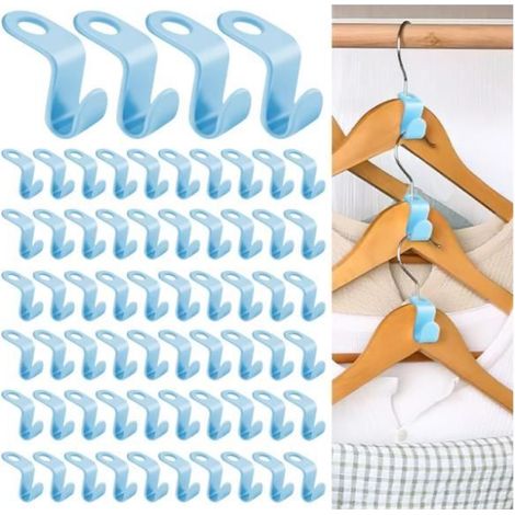 64 Pièces Crochets de Cintre Crochets de Connexion pour Cintres Crochet Suspension Connecteur Mini Cintres en Cascade(Bleu) (1/4)