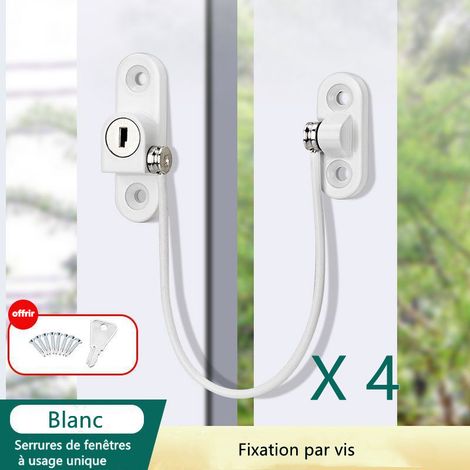 4pcs Entrebâilleur Fenêtre Porte Restricteur de Porte de Fenêtre Verrou UPVC Verrouillage de Limite Sécurité Câble Serrure de Limite Avec Clé et Vis (1/5)