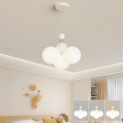 Lustre créatif, suspension LED, plafonnier suspendu, 3 températures de couleur réglables, hauteur réglable, 36 cm x 32 cm, beige (1/5)