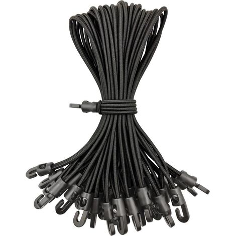 Spanngummis mit Haken 25 cm, 25 Stück, Schwarz (1/5)