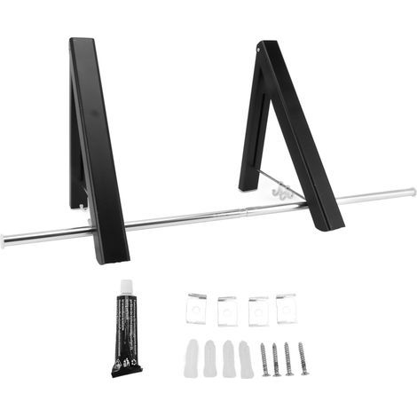 Porte-cintre Rétractable, Tige de Séchage Suspendue Design encastré Pliable Mural Gain de Place pour Salle de Bain pour Chambre (Le noir). (1/5)