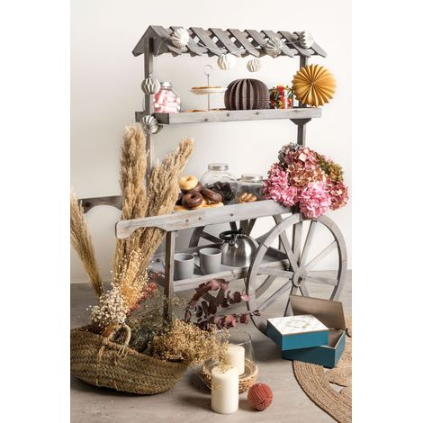 Carritos Candy Bar - Carrito Candy Bar Madera Strawberry Envejecido - Gris Envejecido (1/5)
