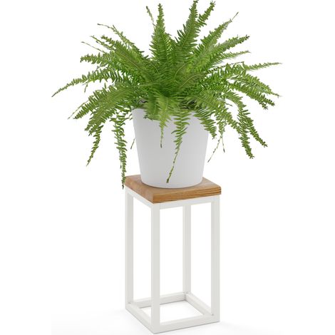 LAMO Manufaktur 30 cm Pflanzenständer Blumenständer Blumenhocker Gestell: Grauweiß 100% Echtholz Massiv Platte Farbe: Rustikal (1/5)