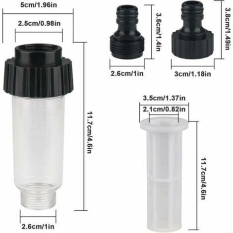 Filtre à eau Filtre pour Nettoyeur Pompe de Jardin Filtre Tuyau Arrosage avec Raccord d'eau 3/4",1 connecteurs,2 filet de filtre pour Nettoyeur Haute Pression Pompe de Jardin