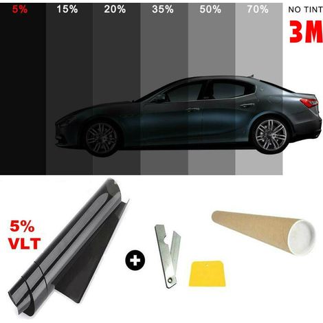 Pellicola omologata ABG oscuramento Vetri Auto 76cm da 5% a 45% - VLT ( Luce trasmessa ): 15% (Mediamente scura) - Misura: 76cm x 3 Metri