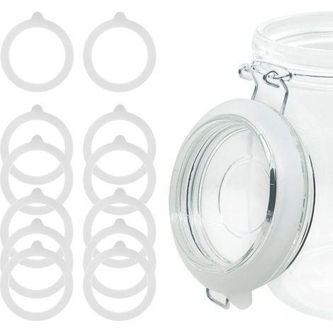 12er-Packung Gummi-O-Ringe für Glasbehälter, luftdichte Silikon-Ersatzdichtungen, Silikon-Dichtungsringe für Einmachgläser, elastisch und mit den meisten Glasbehältern kompatibel. (1/5)