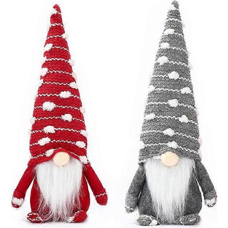 EVAGO 2er-/3er-Set handgefertigte schwedische Tomte-Figuren mit Schneemotiv, dänische und norwegische Nisse-Figuren, Weihnachtsmann-Gnome, Plüschpuppen, Geschenk für Weihnachtsdekorationen (1/4)