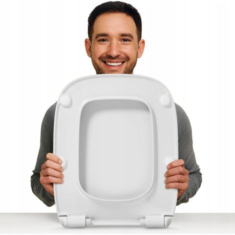 Hamberger  Abattant WC Slim - Blanc - Antibactérien - Mécanisme à fermeture douce - Design élégant