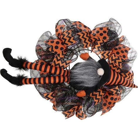 Couronne d'Halloween indispensable et durable avec nœud pour la décoration extérieure (1/4)