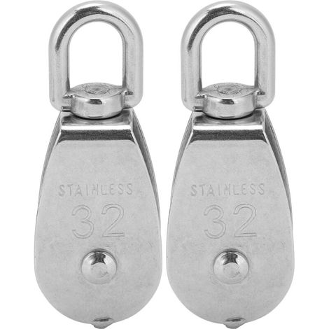 Jeffergarden Lot de 2 poulies simples en acier inoxydable pour câble de levage et remorquage, avec câble suspendu et roue. (1/5)
