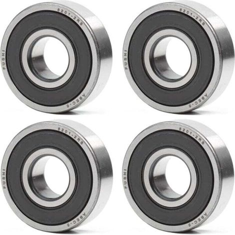 Roulement à billes 12 x 32 x 10 mm – Double joint en caoutchouc – ABEC 5 – Pré-lubrifié – Lot de 4 pour machines de jardin et véhicules - 6201-2RS
