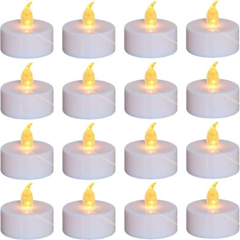 HOXILEELEO - Lot de 24 bougies chauffe-plat LED sans flamme, lumière jaune chaude, fonctionnant sur piles pendant plus de 100 heures, idéal pour fêtes, mariages, anniversaires, cadeaux et décoration i (1/5)