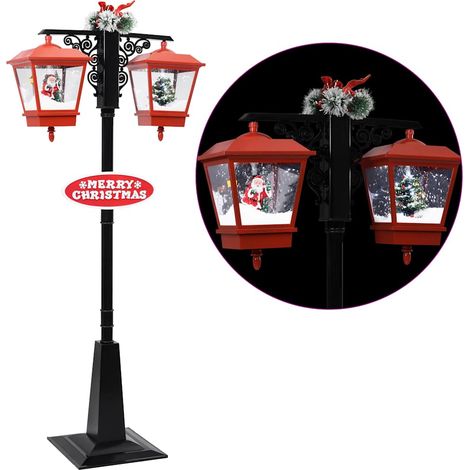 Lampadaire de Noël avec Père Noël Noir et rouge 81x40x188cm PVC (1/5)
