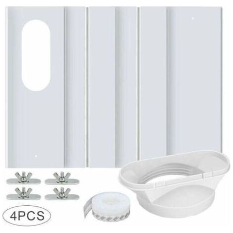 Kit de Fenêtre pour Climatiseur Portable, avec Coupleur Universel Panneau en PVC Renforcé Réglable Joint de Fenêtre Kit d'Aération de Fenêtre AC pour Coulissante pour 10cm Tuyau d'Échappement (1/4)