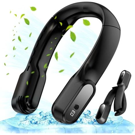 Ventilateur de cou pliable et portable. Mini ventilateur portable USB. Petit refroidisseur de cou (noir) (1/4)