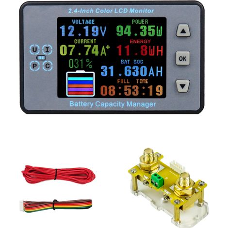 Coulometer, Spannungs-, Strom- und Kapazitätsmesser für Batterien, bidirektionale Stromerkennung mit Speicherfunktion, 2,4-Zoll-Farb-LCD-Bildschirm (1/5)