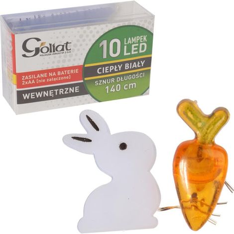 Ghirlanda luminosa con coniglietti e carote, 10 lampade LED, Pasqua (1/3)