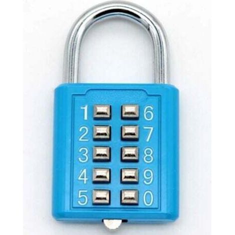Cadenas en acier inoxydable avec combinaison de 10 chiffres pour le verrouillage du mot de passe (bleu) , sans clé pour le terrain de sport et le vestiaire