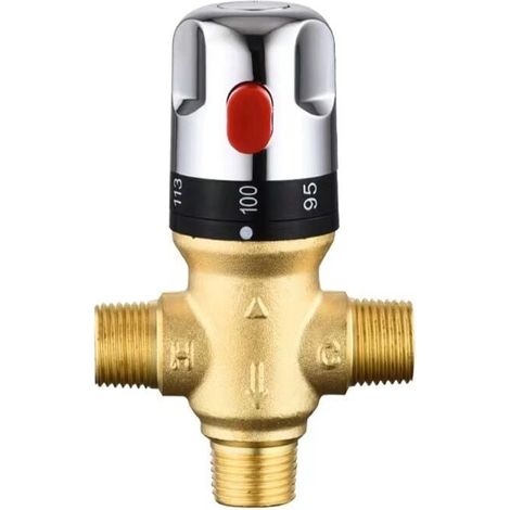 Mitigeur thermostatique réglable de salle de bains mitigeur d'eau en laiton vanne de contrle de température de mélange d'eau chaude/froide (1/4)