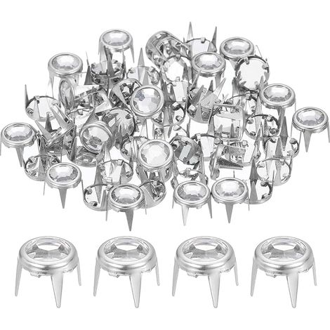 60 x 8 mm Round Crystal Claw Beads Studs Punk Rivets Decorative Rivets for DIY Craft Leather Fabric Clothing Bag Shoes Gold White (1/5)