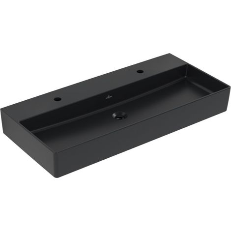 Lavabo VB Memento 2.0 1000 x 470 mm rectangulaire 2 h, sans trop-plein. Noir pur cplus