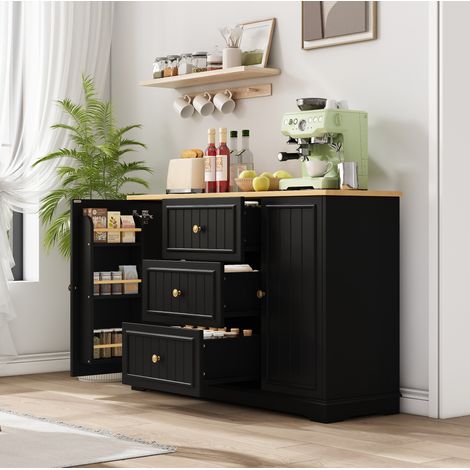 Madia con 3 cassetti e ante MDF 126x40x86 cm OKMYHOME (1/5)