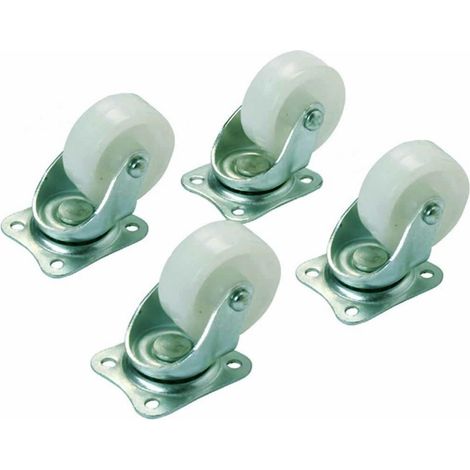 4 x Lenkrolle Nylon 40 mm weiß