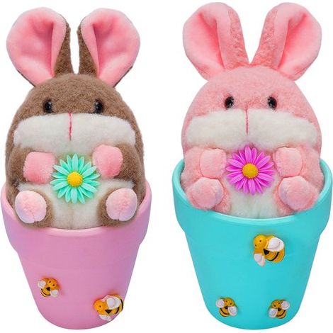 Decoración de Pascua: 2 pares (4 piezas), conejo, margarita, maceta de peluche (1/5)