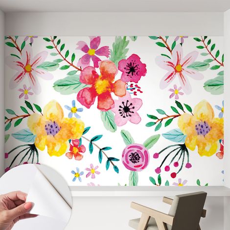 Fotomurale adesivo stickers - per camera da letto - per corridoio - decorazione casa moderna Freschezza floreale 152x104 cm (1/5)