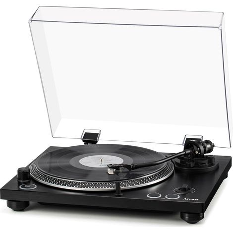 Platine à Courroie 2 Vitesses 33/45 RPM, Cartouche Magnétique Mobile, Connexion sans Fil, Préamplificateur Phono Intégré (1/5)