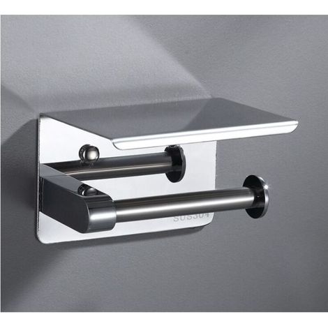 Toilet Paper Holder 304 Stainless Steel Roll Holder Installation with Screws or 3M Adhesive High Gloss - Silver (1/5)