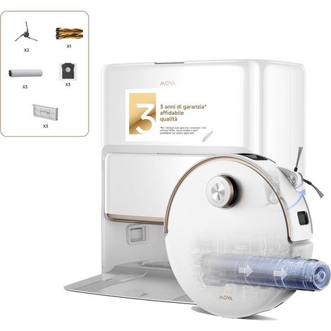 Dreame MOVA Z60 Ultra Roller Complete Robot Aspirapolvere, Bianco, Hydroforce, Tecnologia Autoshield, 28 Kpa Di Aspirazione, Lavaggio Con Duosolution (1/5)