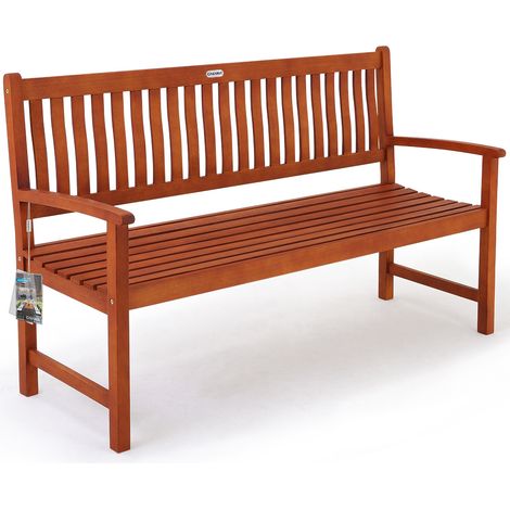 CASARIA® Maxima 3 Seater Wooden Garden Bench  FSC® Certified Eucalyptus Wood  152x55x92cm  Outdoor  Furniture Armrests & Backrest  Patio Deck Balcony  Weather-Resistant  480kg Load Capacity