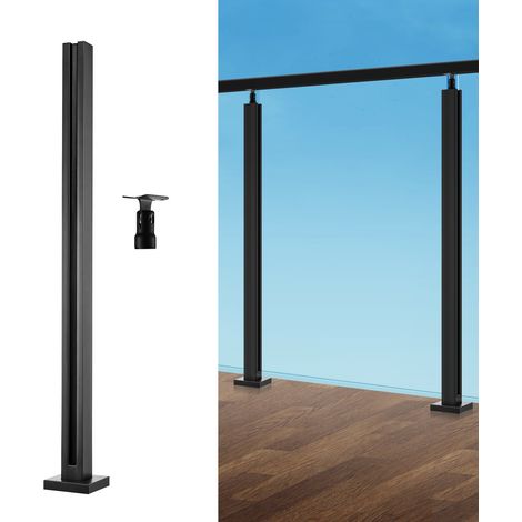 Pince à verre en acier inoxydable 304, pince de clôture en verre de 850 mm de hauteur, support de garde-corps en verre trempé de 10 mm à 12 mm, pour balcon, jardin, terrasse, escalier, noir (1/5)